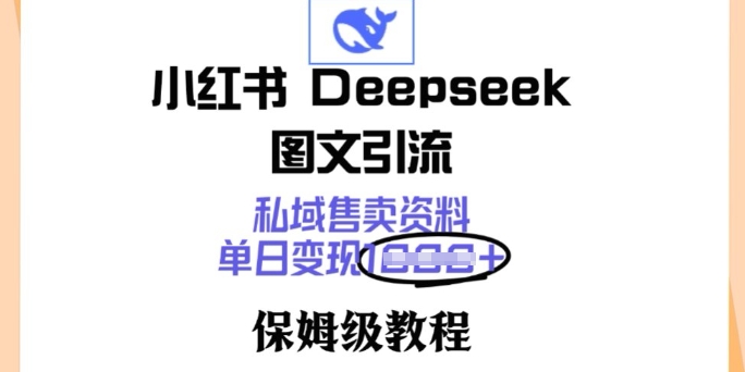 小红书Deepseek图文引流，私域售卖资料，单日变现多张，保姆级教程-清欢网创