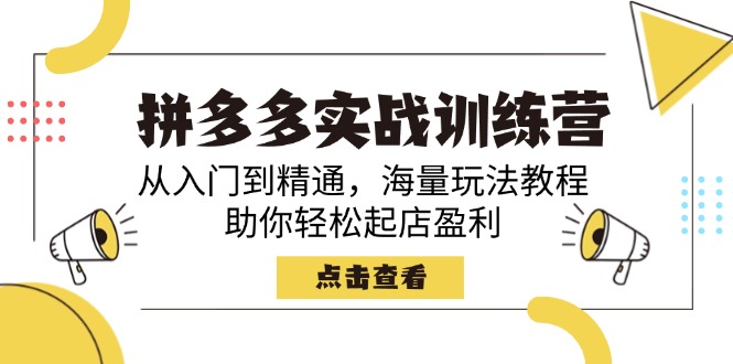 （14392期）拼多多实战训练营，从入门到精通，海量玩法教程，助你轻松起店盈利-清欢网创