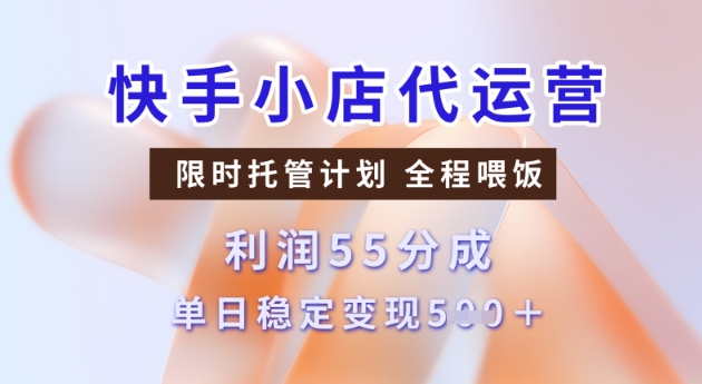 快手小店代运营3.0，模式新升级，收益55分，稳定单日5张【揭秘】-清欢网创