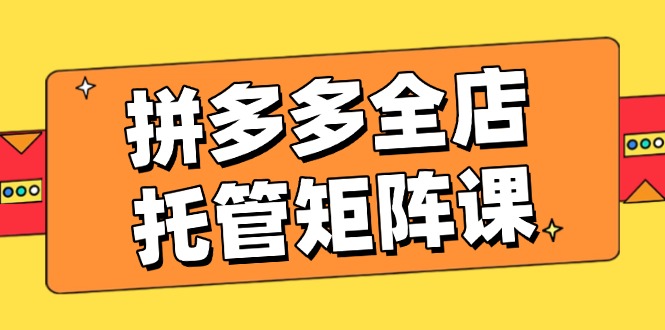 （14328期）拼多多全店托管矩阵课，盈利动销玩法，高效计划设置，提升店铺效益-清欢网创