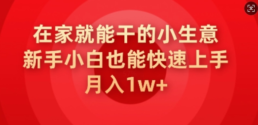 在家就能干的小生意，新手小白也能快速上手，月入1w-清欢网创