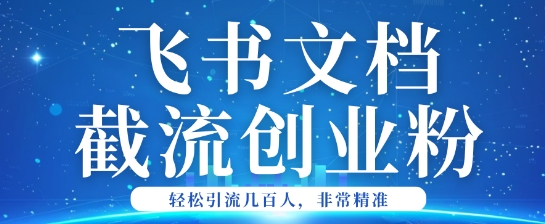 利用飞书文档截流创业粉轻松引流200+-清欢网创