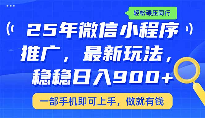 （14411期）25年最新小程序推广教学，稳定日入900+，轻松碾压同行-清欢网创