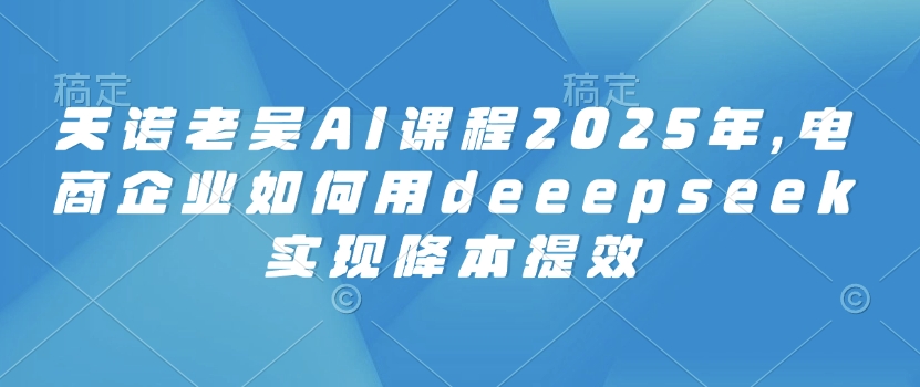 天诺老吴AI课程2025年，电商企业如何用deeepseek实现降本提效-清欢网创