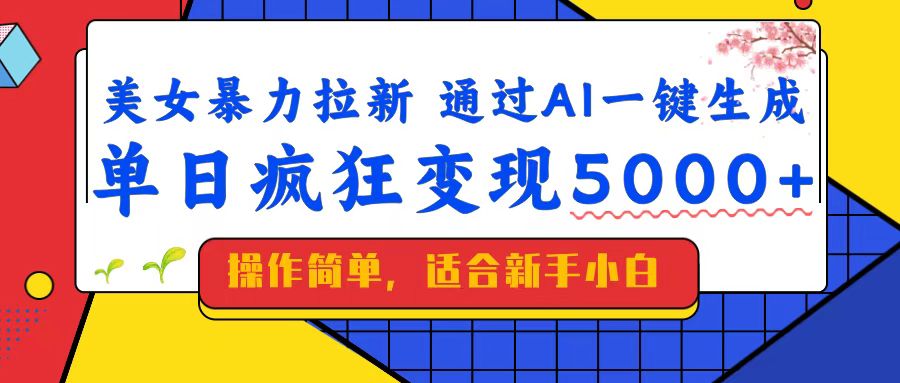 （14347期）美女暴力拉新，通过AI一键生成，单日疯狂变现5000+，纯小白一学就会！-清欢网创